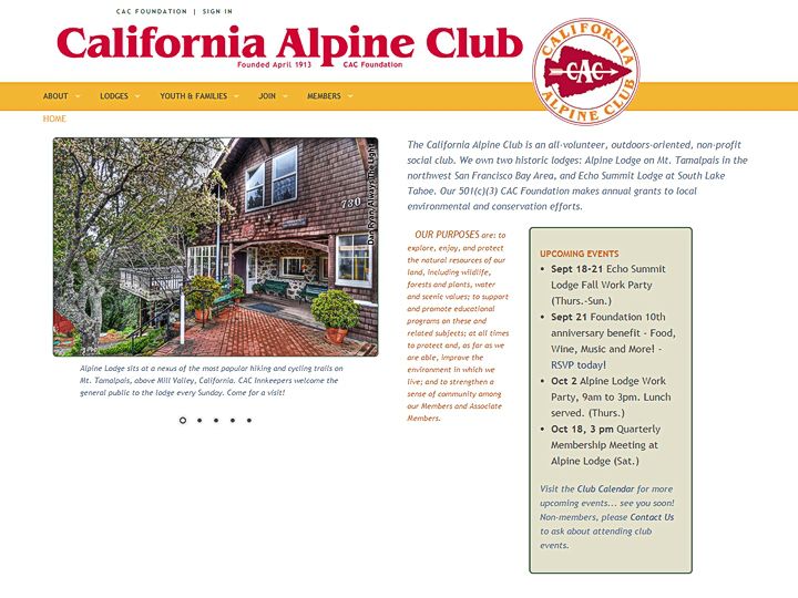 California Alpine Club, web development