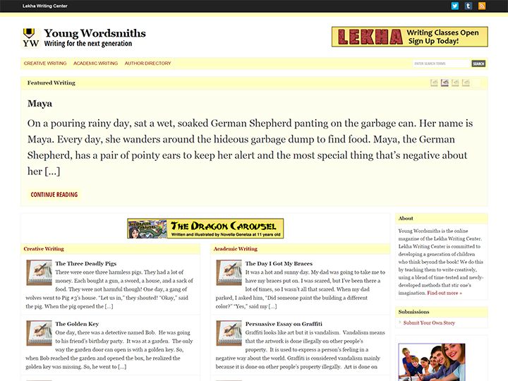 Young Wordsmiths website design
