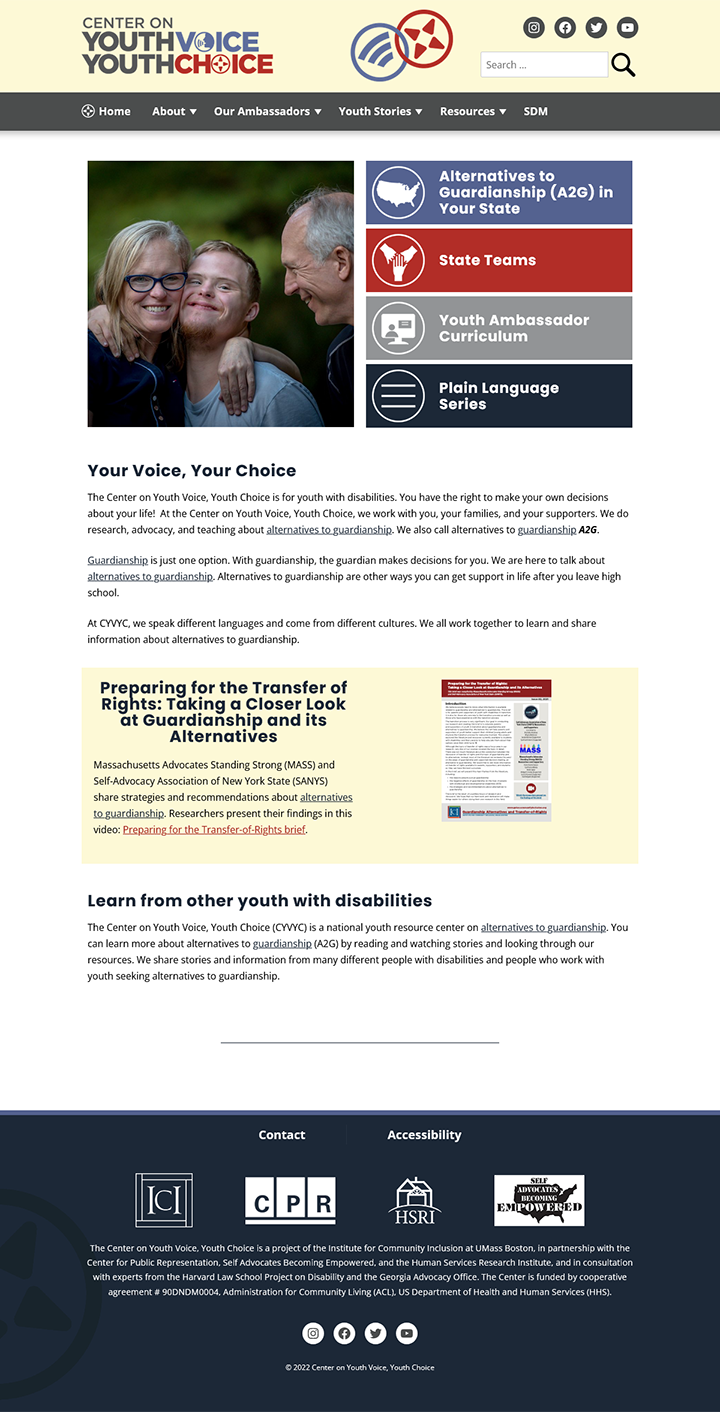 Center on Youth Voice, Youth Choice website